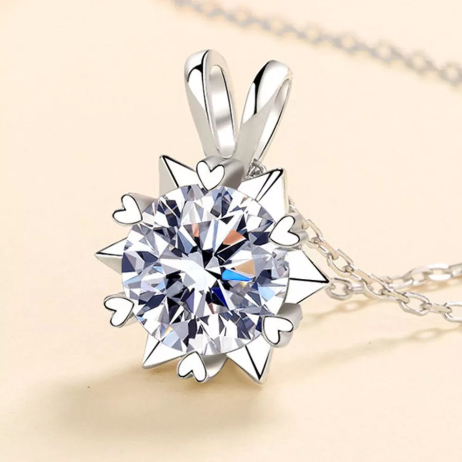 1 Carat 925 Sterling Silver Moissanite Pendant Necklace in white with moissanite stone
