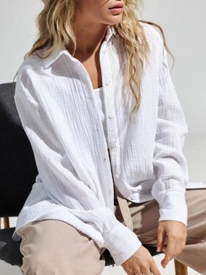100% cotton Care instructions: Machine wash cold button-down shirt in Rose Red with relaxed silhouette