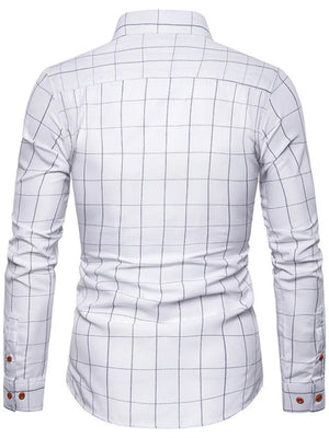 Light Blue Men's Plus Size Classic Plaid Button-down Shirt