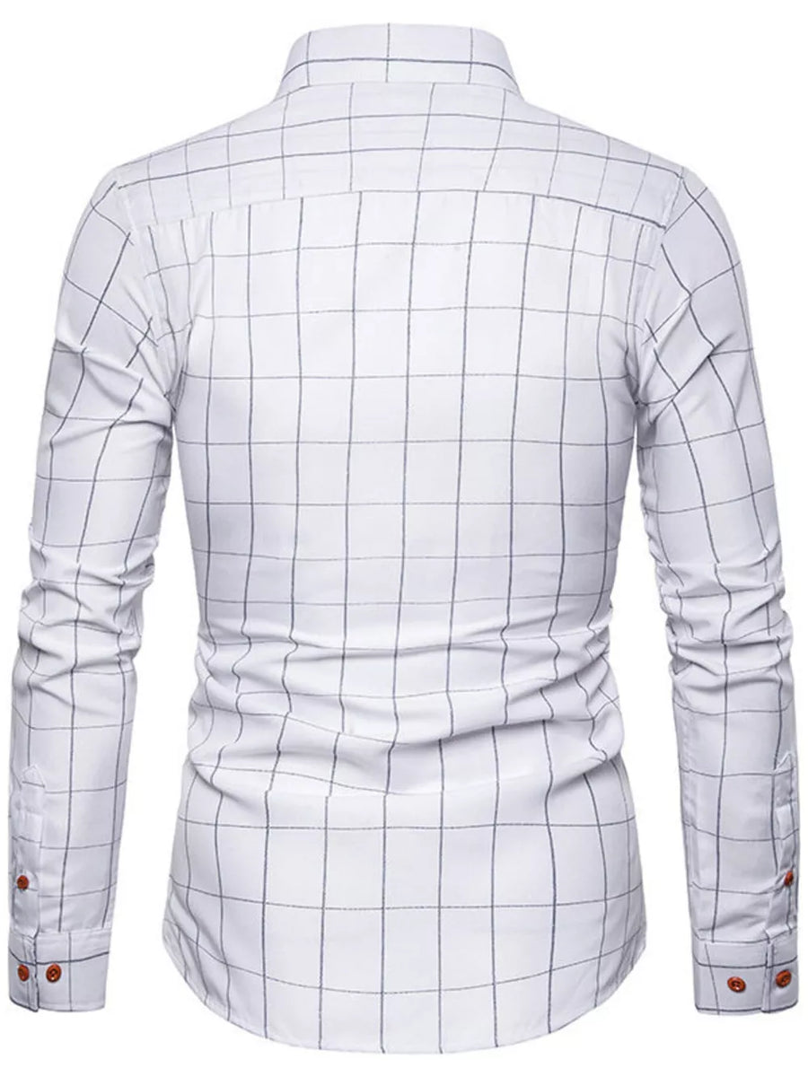 Light Blue Men's Plus Size Classic Plaid Button-down Shirt
