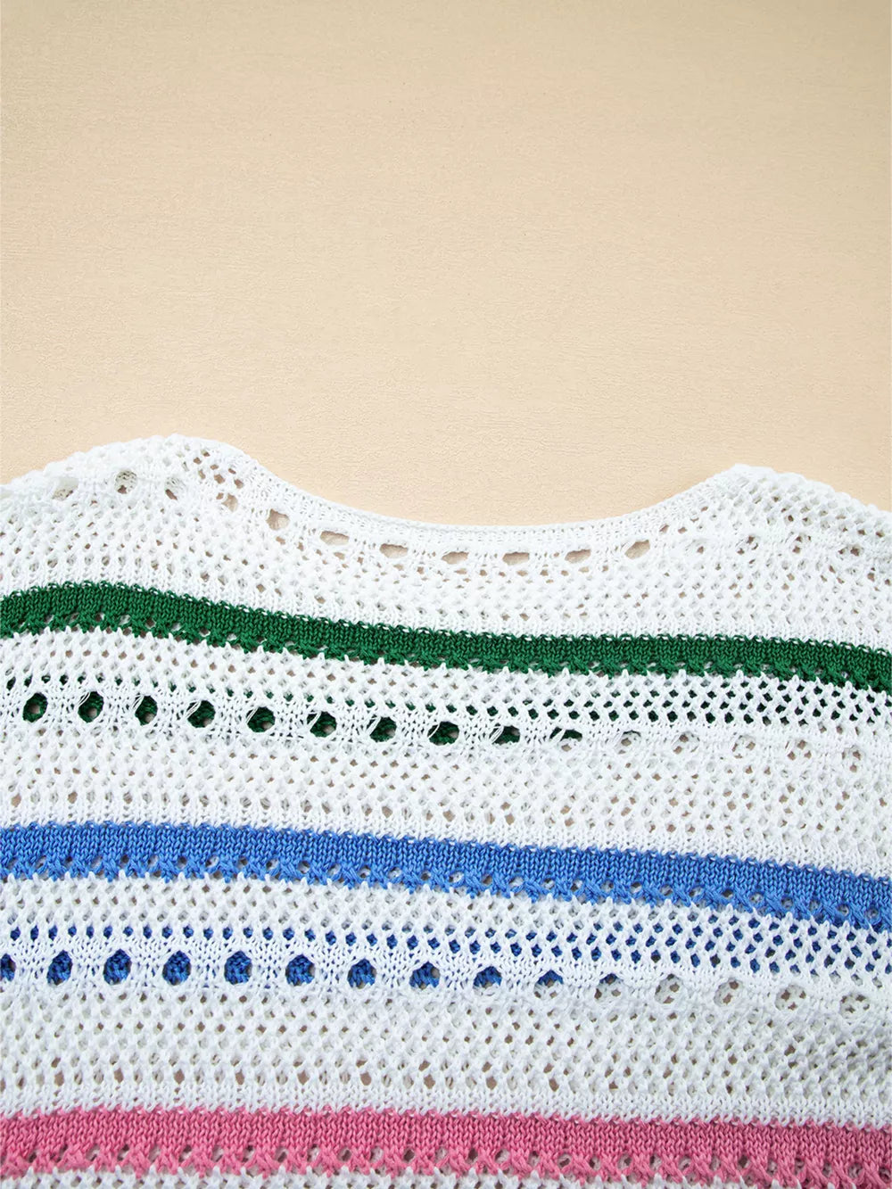 Color Block Striped Pointelle Knit Sweater option 8