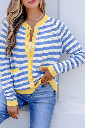 Button-down V-neck Knit Long-sleeve Top option 5