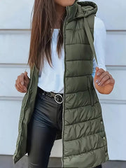 puffer vest in olive green featuring lightweight and straight fit