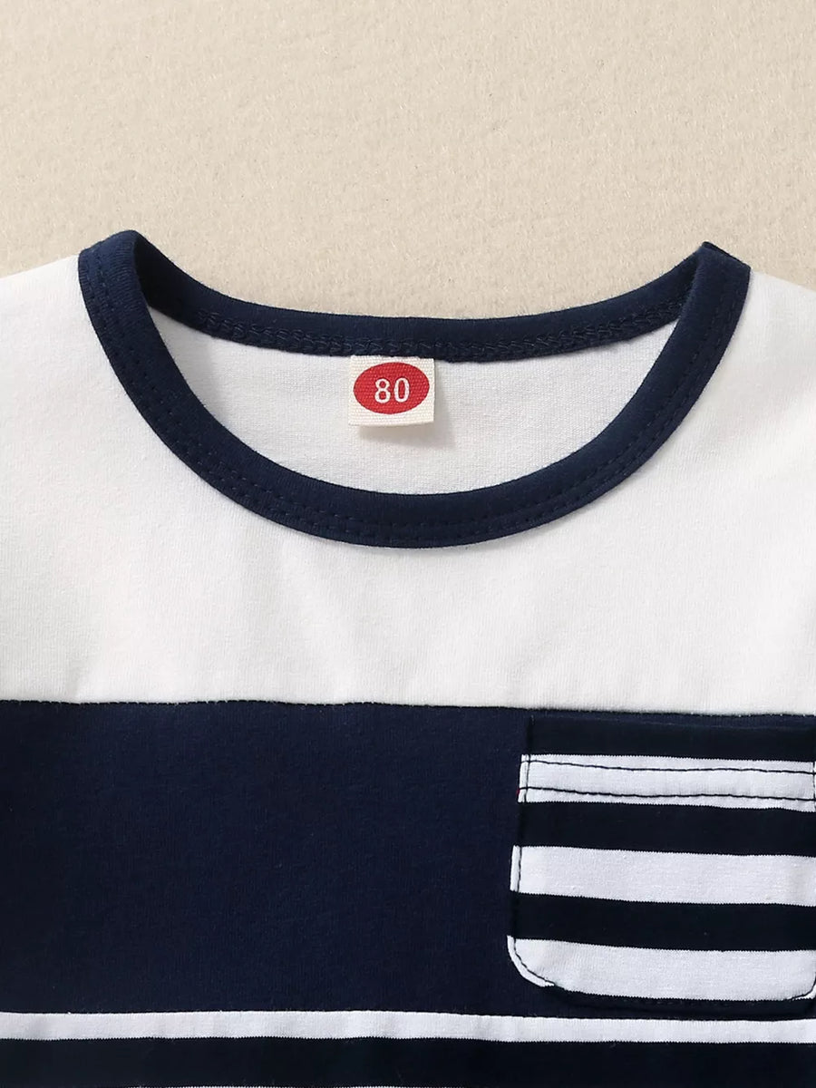 Children's Striped T-shirt And Shorts Set in Dark Blue