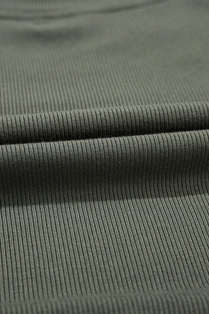 Moss Ribbed Peplum Yoke Blouse