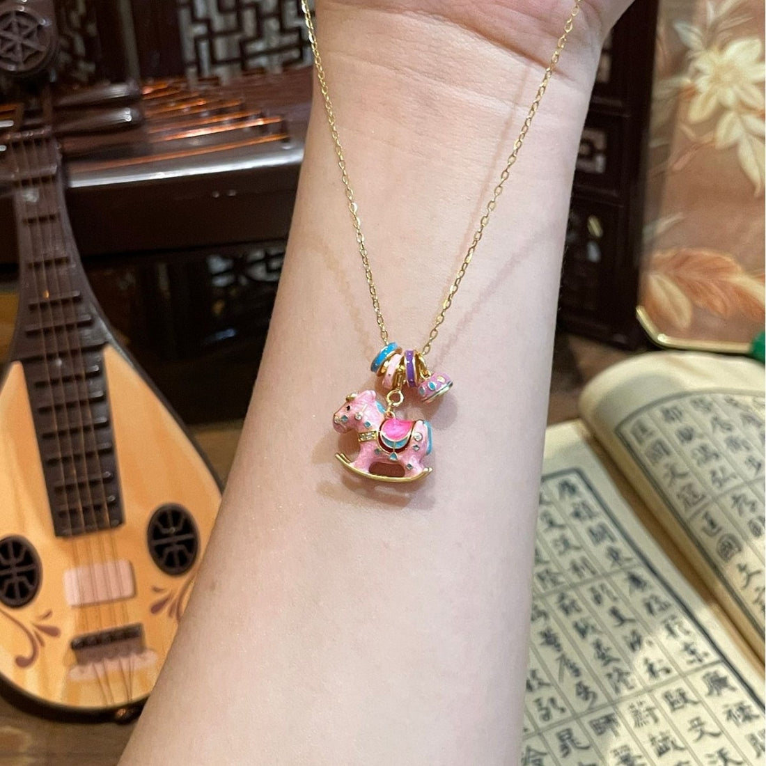 18K Gold-Plated,Resin,925 sterling silver Care instructions: Avoid wearing durin necklace in light blue with n/a silhouette