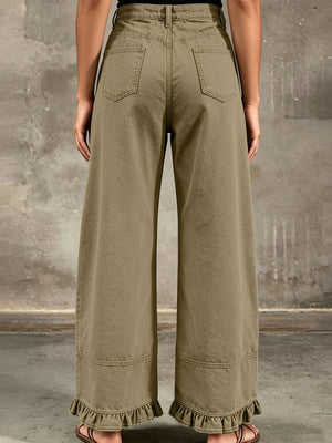 85% cotton, 15% polyester Care instructions: Machine wash cold jeans in Beige with flared silhouette