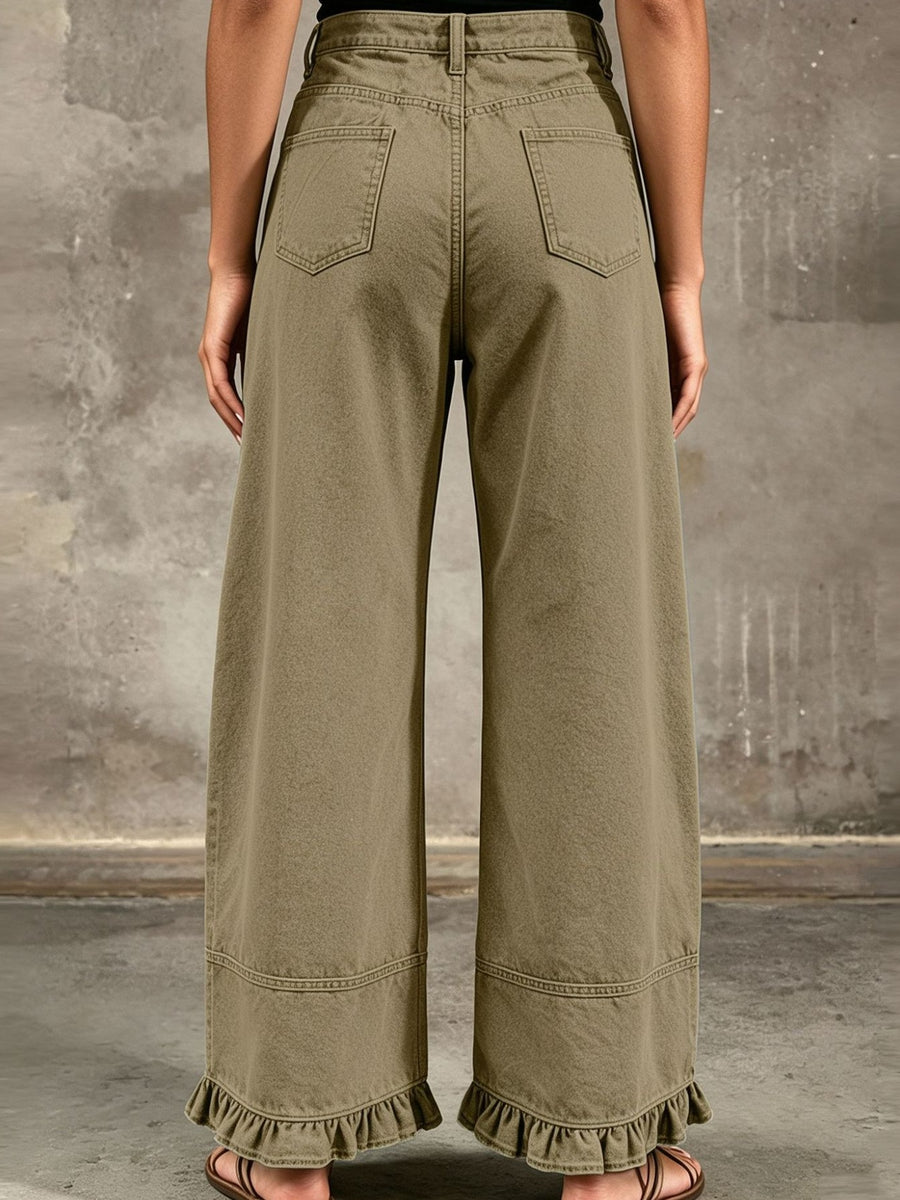 85% cotton, 15% polyester Care instructions: Machine wash cold jeans in Beige with flared silhouette