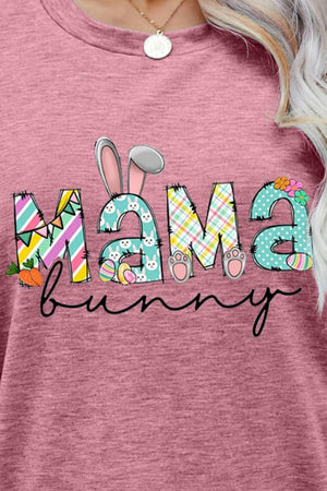Mama Bunny graphic maternity t-shirt in Dusty Pink with Easter bunny and carrot details.