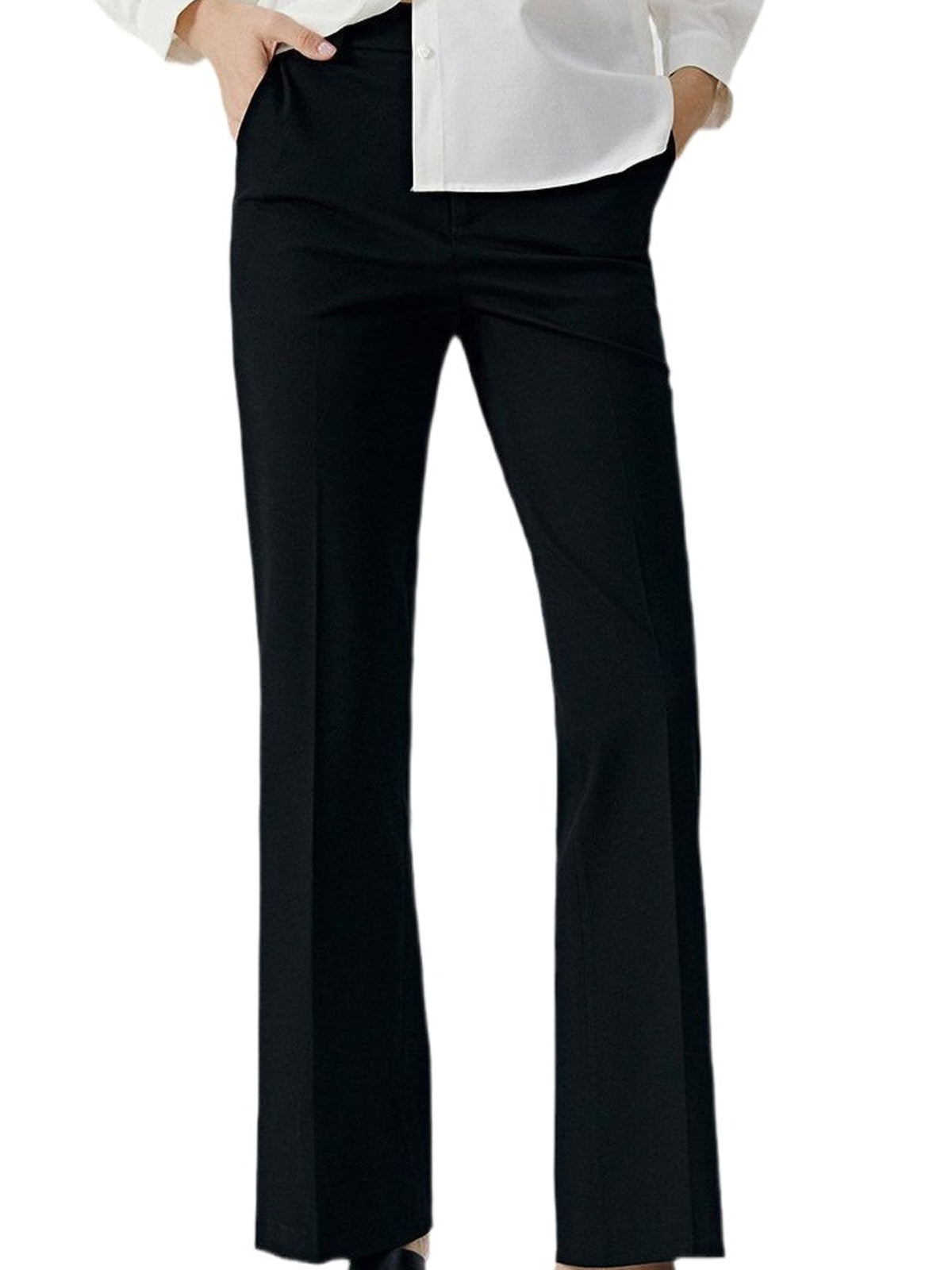 dress pants in black featuring pocketed and slim fit
