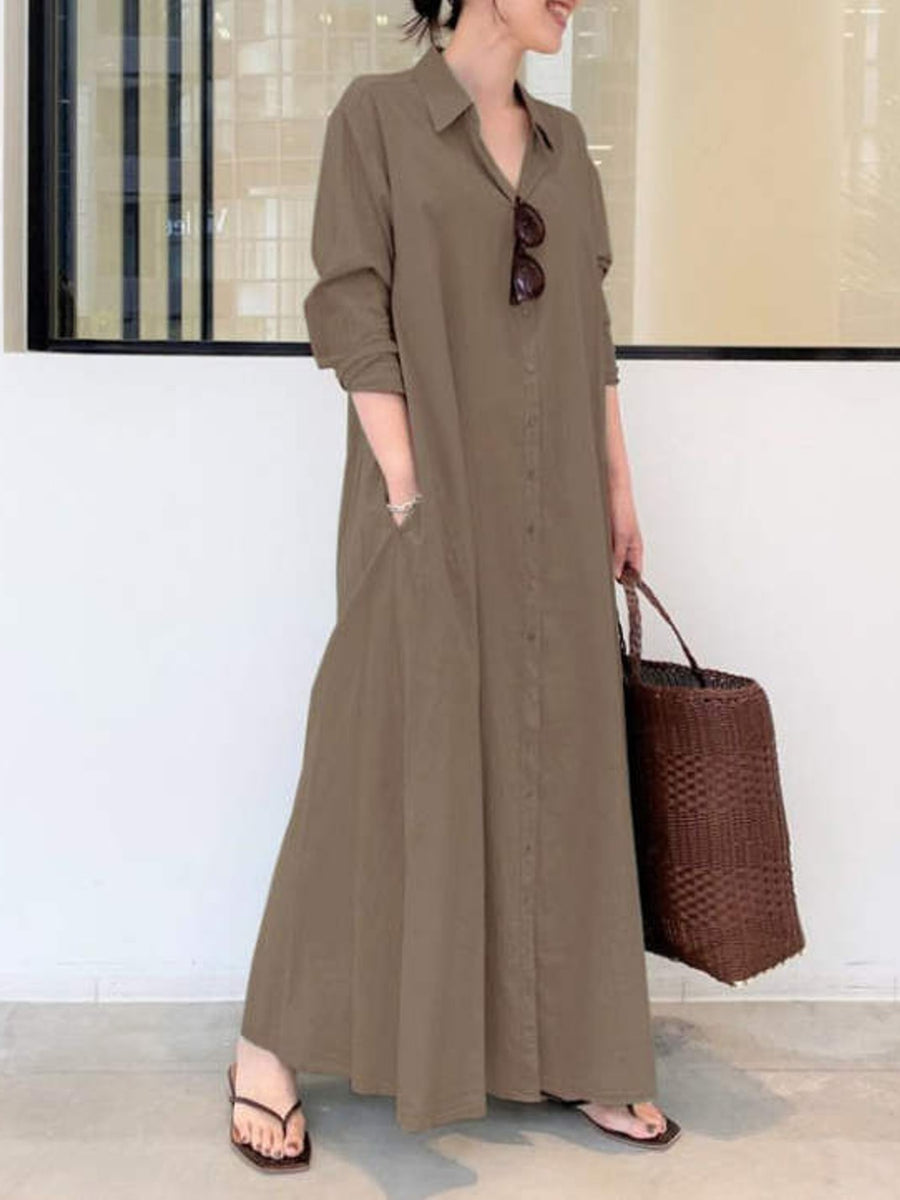Black relaxed shirt dress with collared