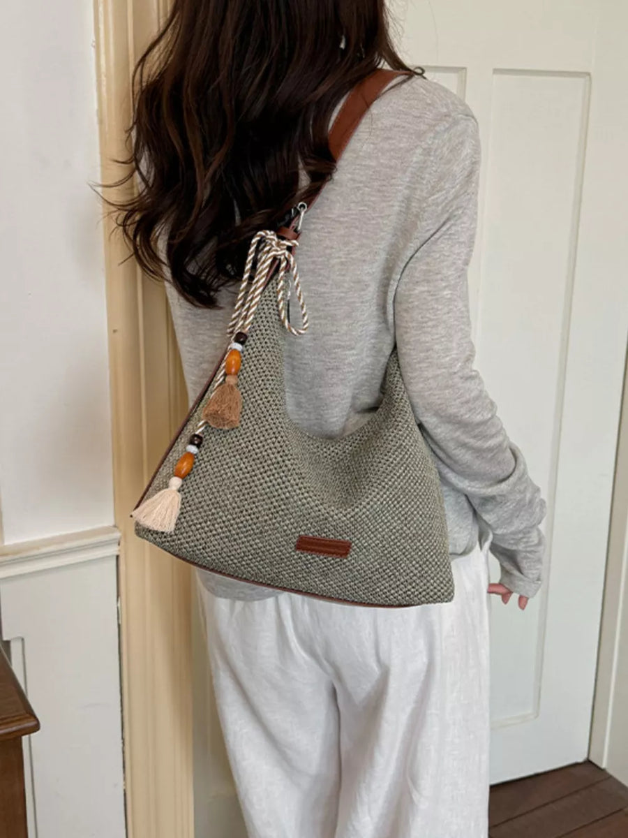 Tassel Woven Shoulder Bag option 6