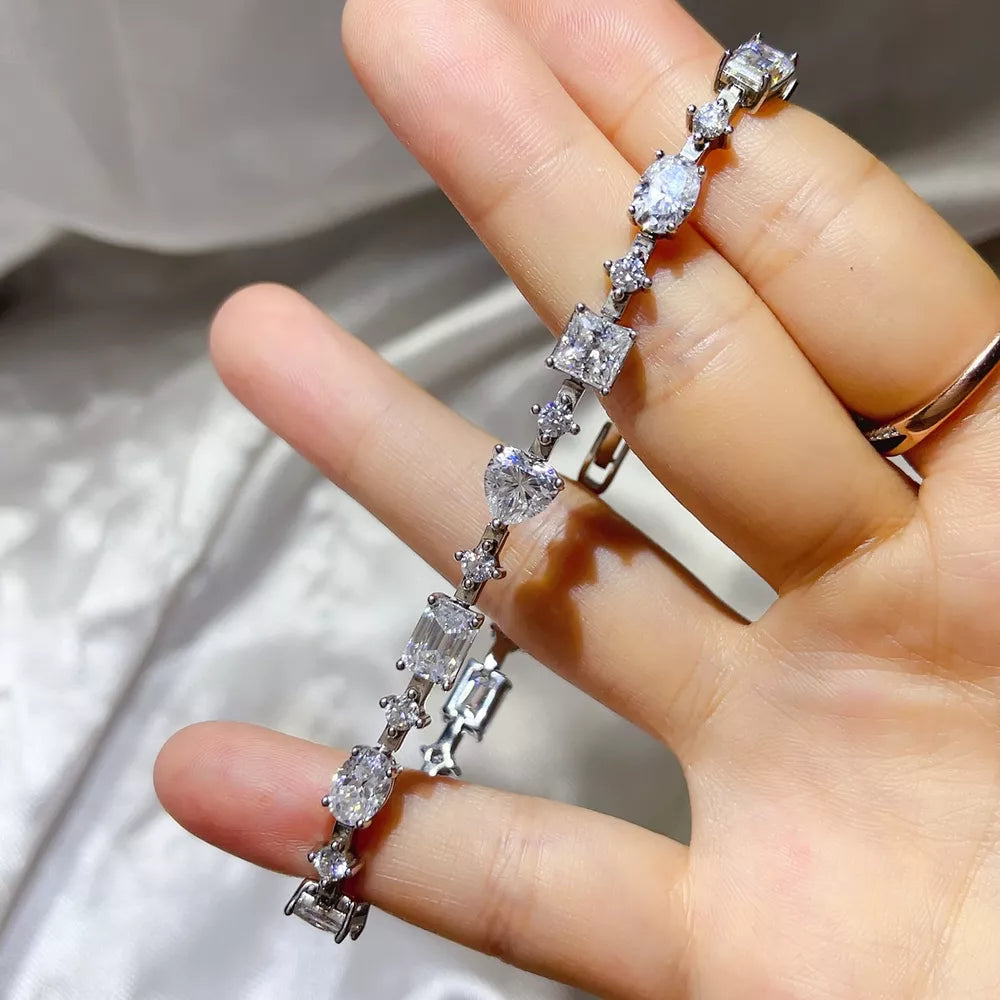 925 Sterling Silver Moissanite Bracelet in this colorway