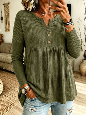 bohemian blouse in Army Green with henley
