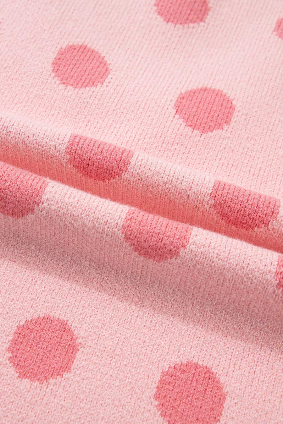 Charming Polka Dot Puff Sleeve Knit Top