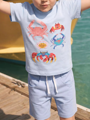 Children's Crab Print Tee And Shorts Set