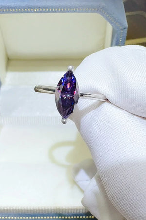 Marquise cut amethyst sterling silver ring with violet stone