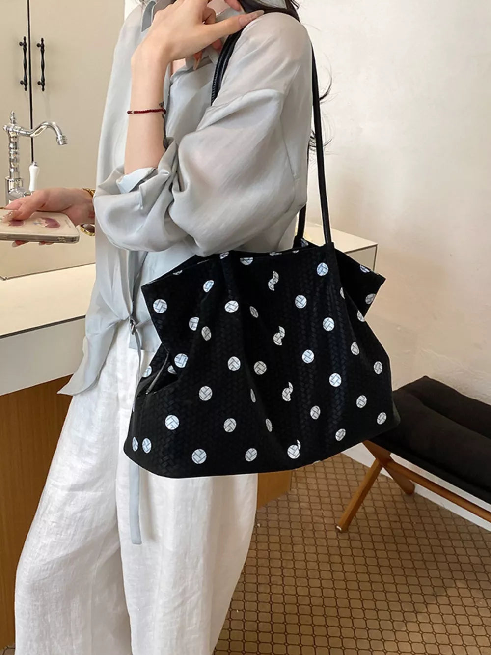 Black Polka Dot Shoulder Bag
