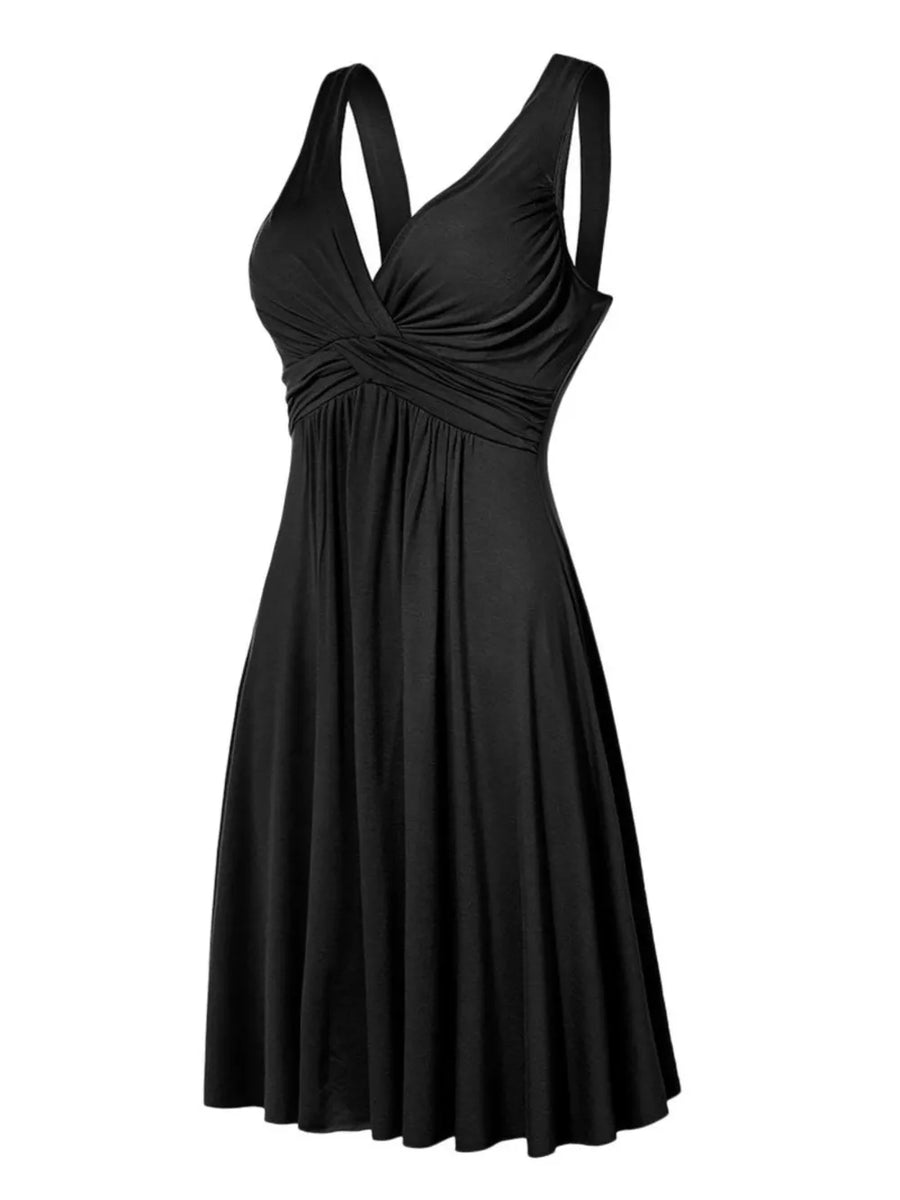 romantic A-line dress in Hot Pink with v-neck