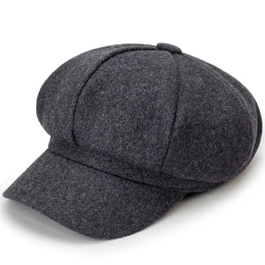 Dark Gray polyester beret with a classic eight-panel crown and brim.