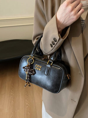 PU Leather Imported Size &amp crossbody bag in Brown with boxy silhouette