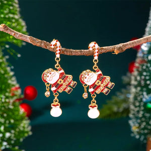 red earrings with Santa Claus motif and not applicable