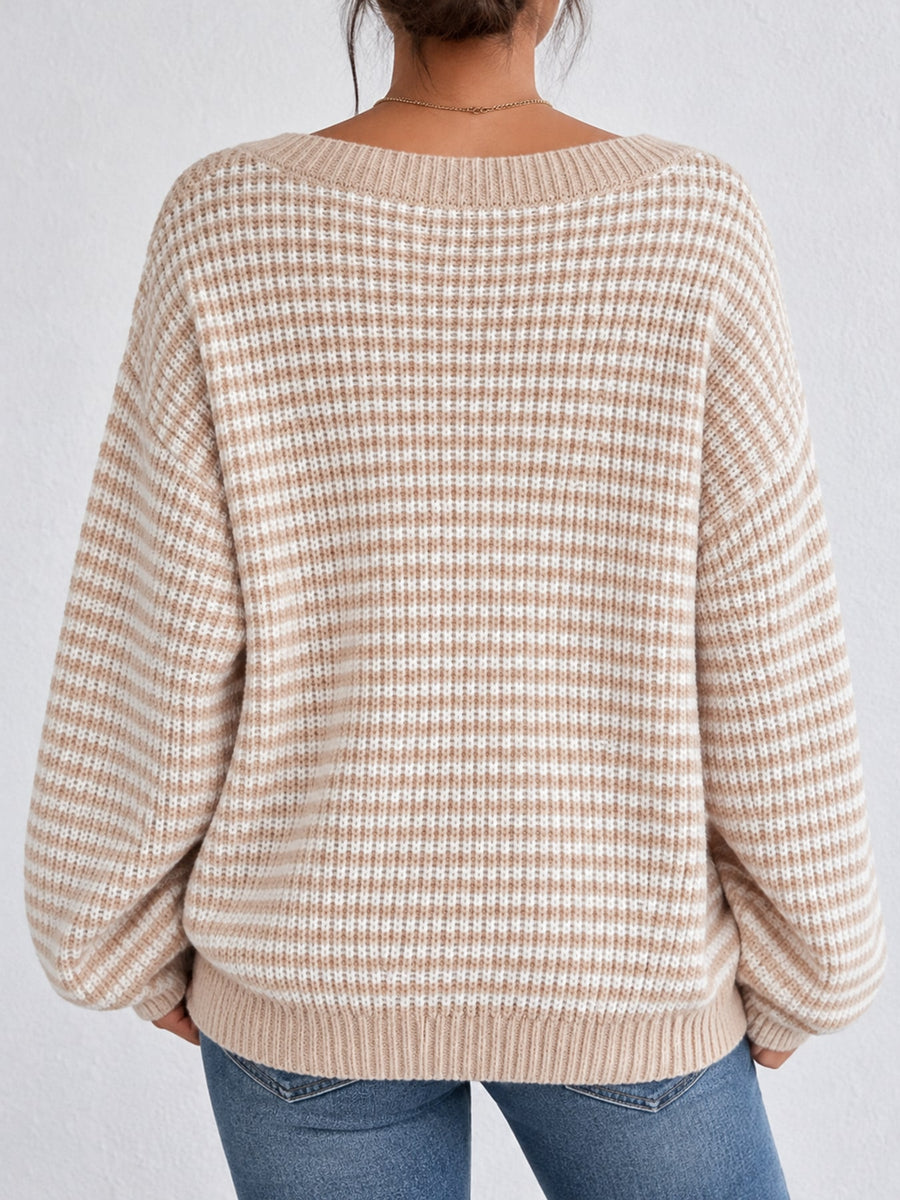 pullover sweater featuring striped in Black with 100% polyester Care instructions: Hand wash cold texture