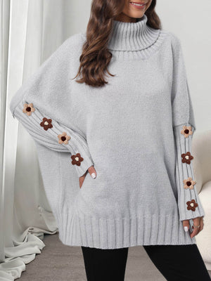 Black oversized turtleneck sweater with turtleneck