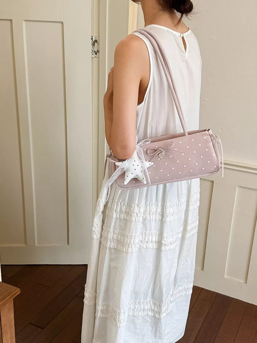 Polka Dot Shoulder Bag in White