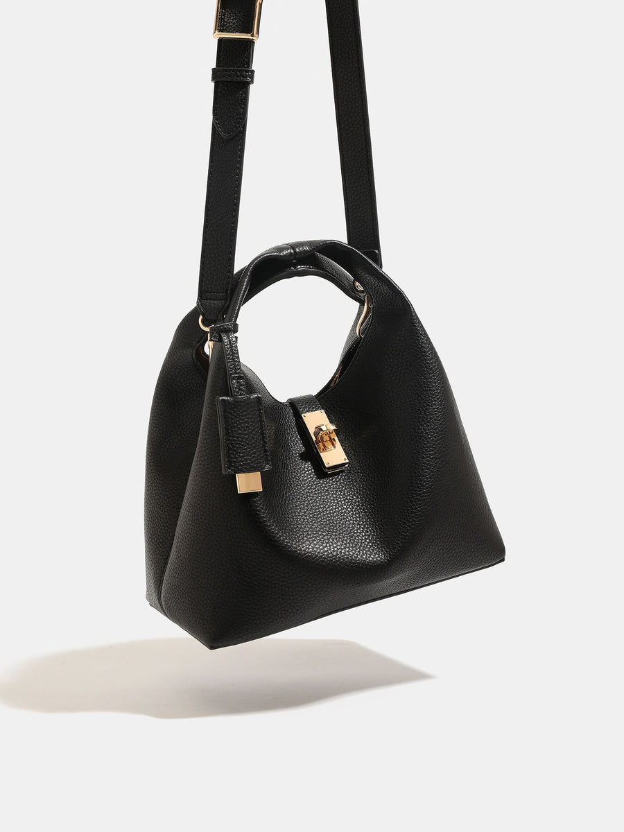 black with crossbody bag with turn-lock closure