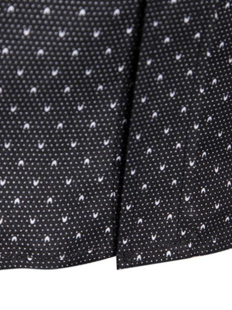 Black cotton slim fit shirt with micro-dotted pattern