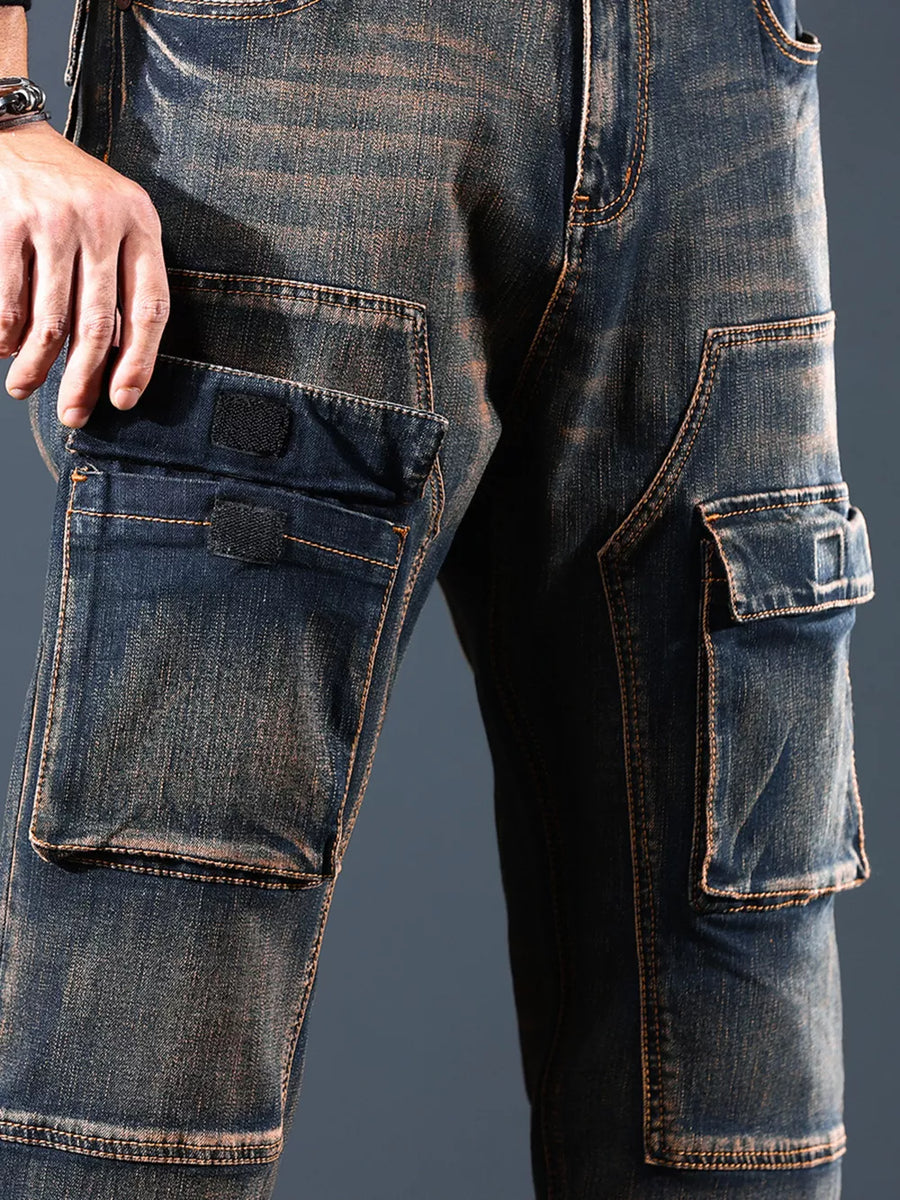 Men's Vintage Wash Cargo Jeans option 4