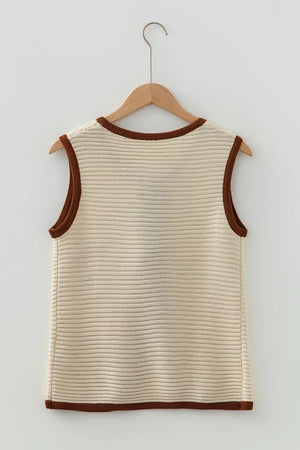 ivory sweater vest with stretch and sleeveless