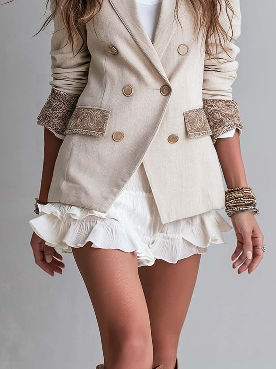 100% polyester Care instructions: Machine wash cold blazer in beige with regular silhouette