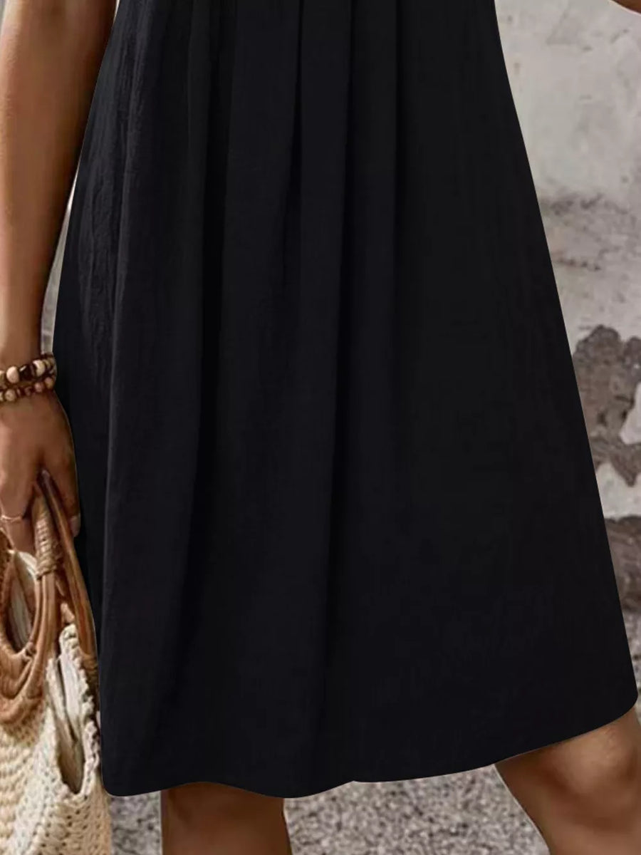 modern A-line dress in Orange with round neck