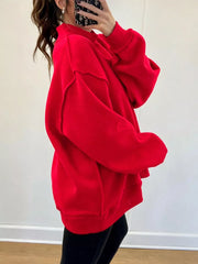 athleisure sweatshirt in Deep Red with mock neck