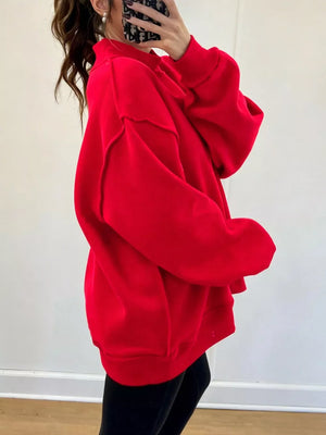 athleisure sweatshirt in Deep Red with mock neck