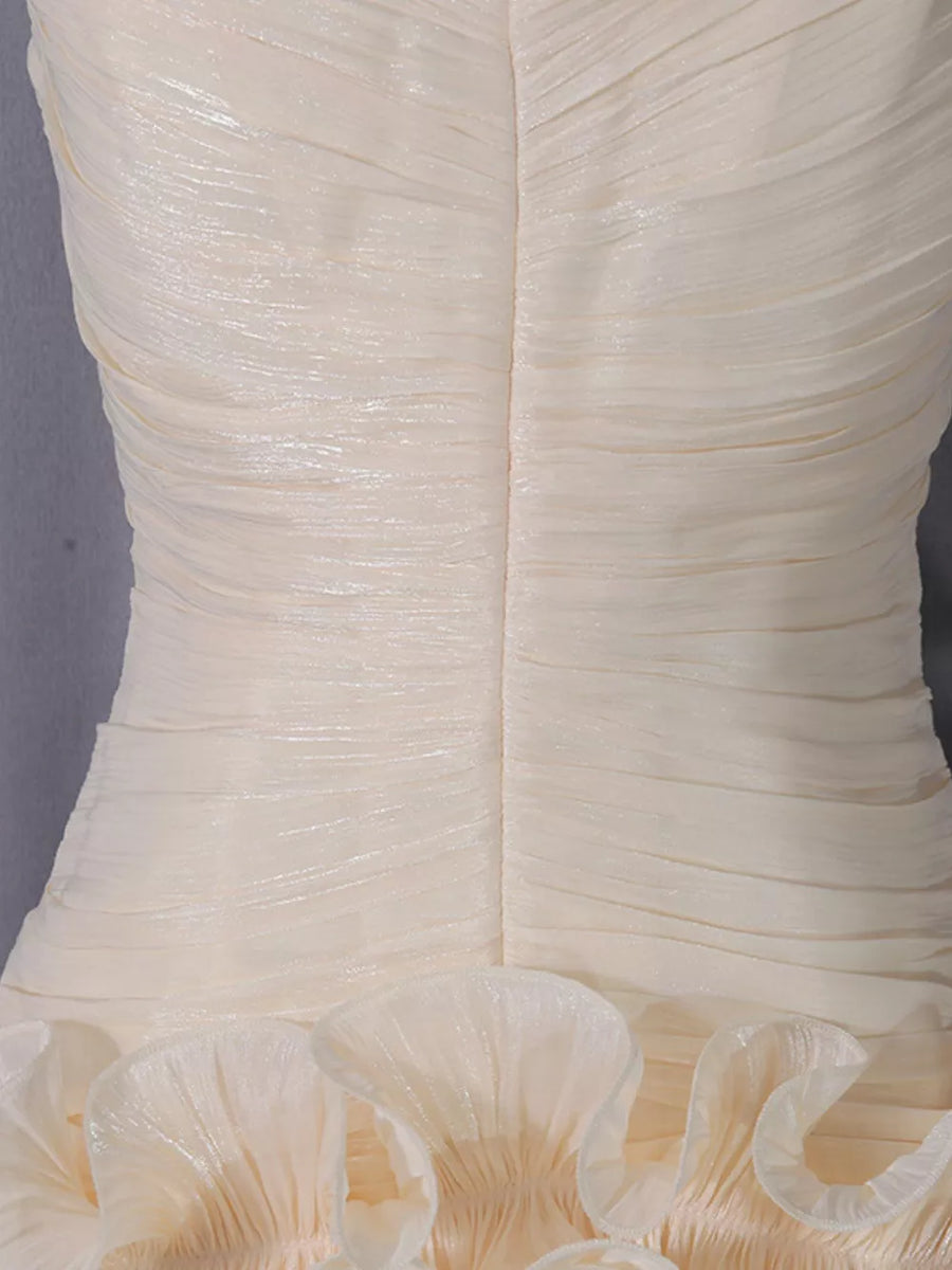 Strapless Ruffle Ruched Mini Dress option 7