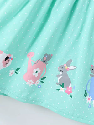 Children's Bunny Print Button Detail Dress option 4