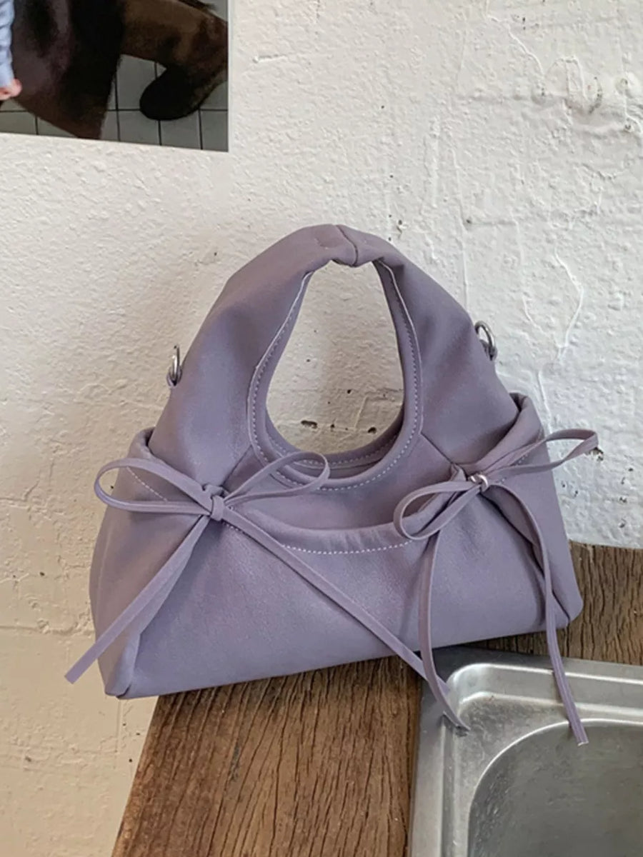 PU Leather Imported Size &amp crossbody bag in lavender with straight silhouette