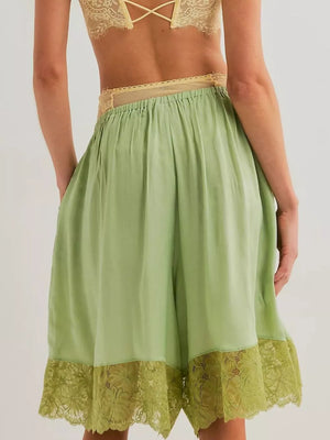 Light Blue Lace Trimmed Relaxed Fit Shorts