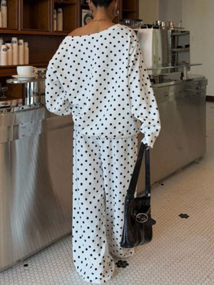 pajama set in Black with polka dot and oversized