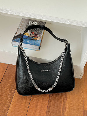 Chain Detail Shoulder Bag in black with chain detail