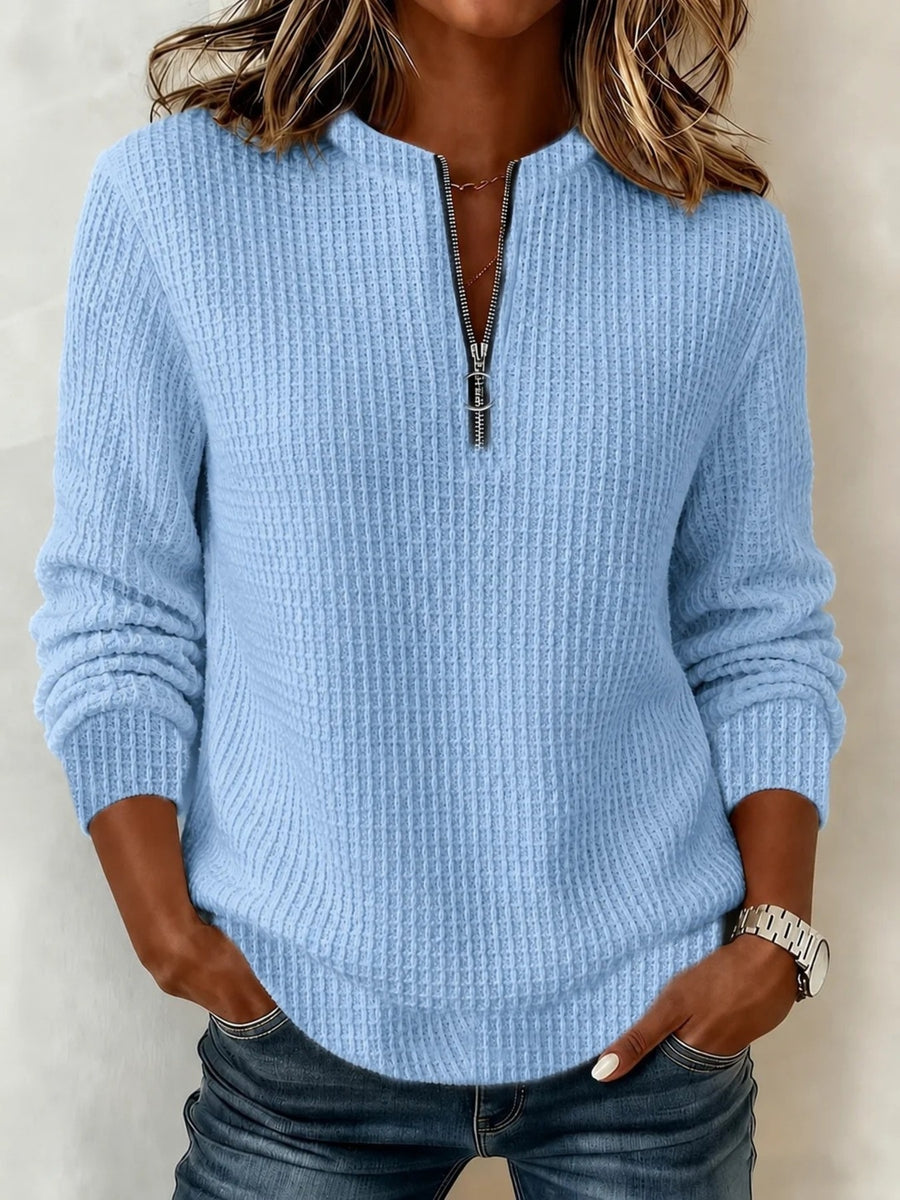 sweatshirt in White with waffle-knit and waffle-knit