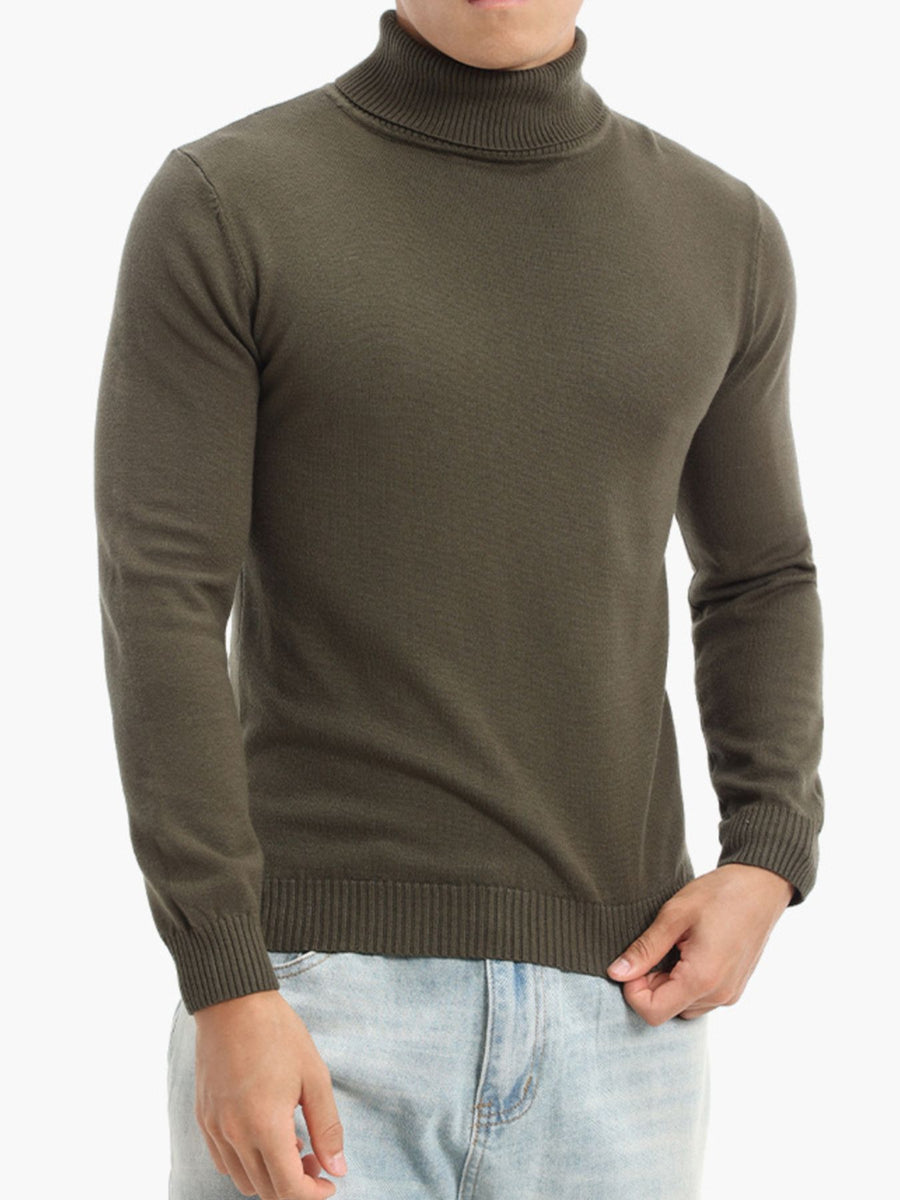 Men's Plus Size Slim-Fit Turtleneck Sweater in Blue Gray with stretch