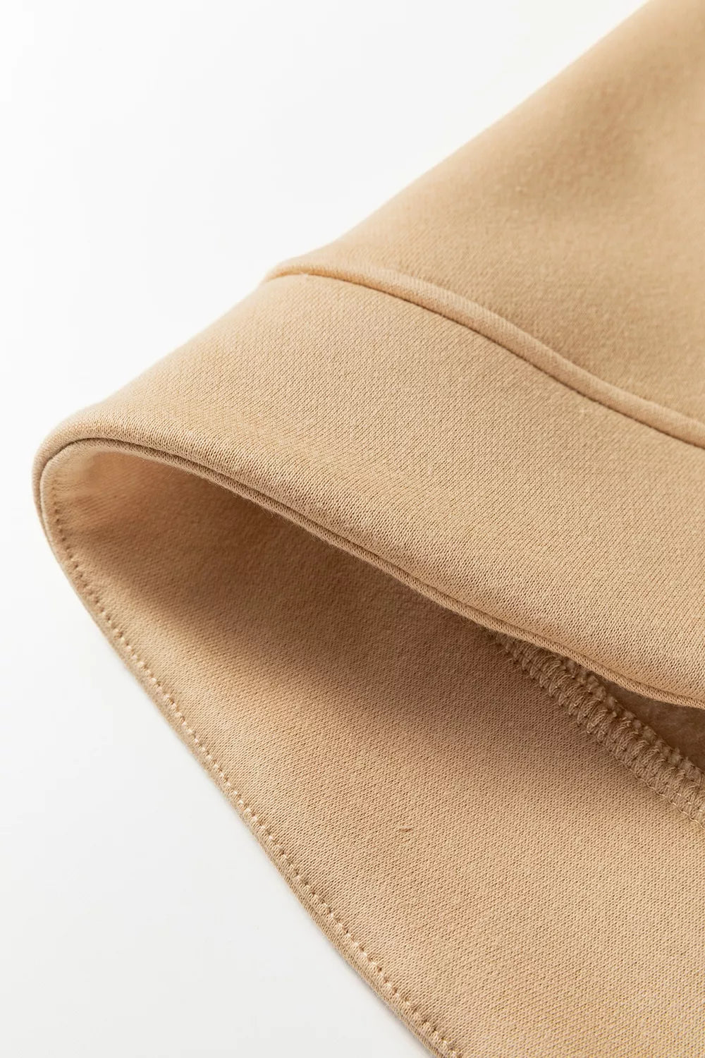 Eyelet Button Placket Dropped Shoulder Sweatshirt in camel with dropped shoulder