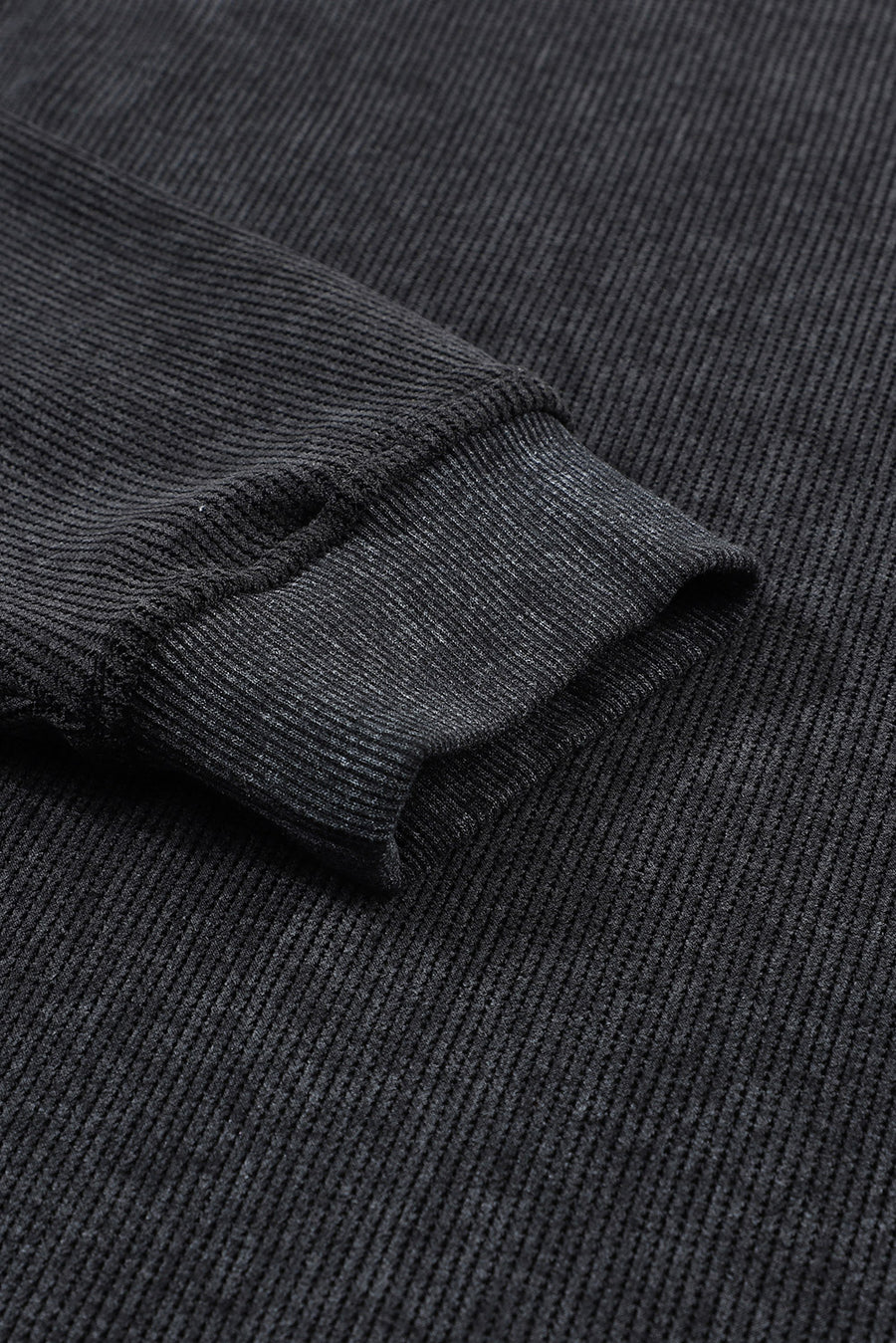 Dark Gray textured ribbed crewneck pullover sweater cuff detail