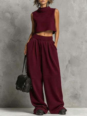 Light Purple relaxed sweat set with mock neck