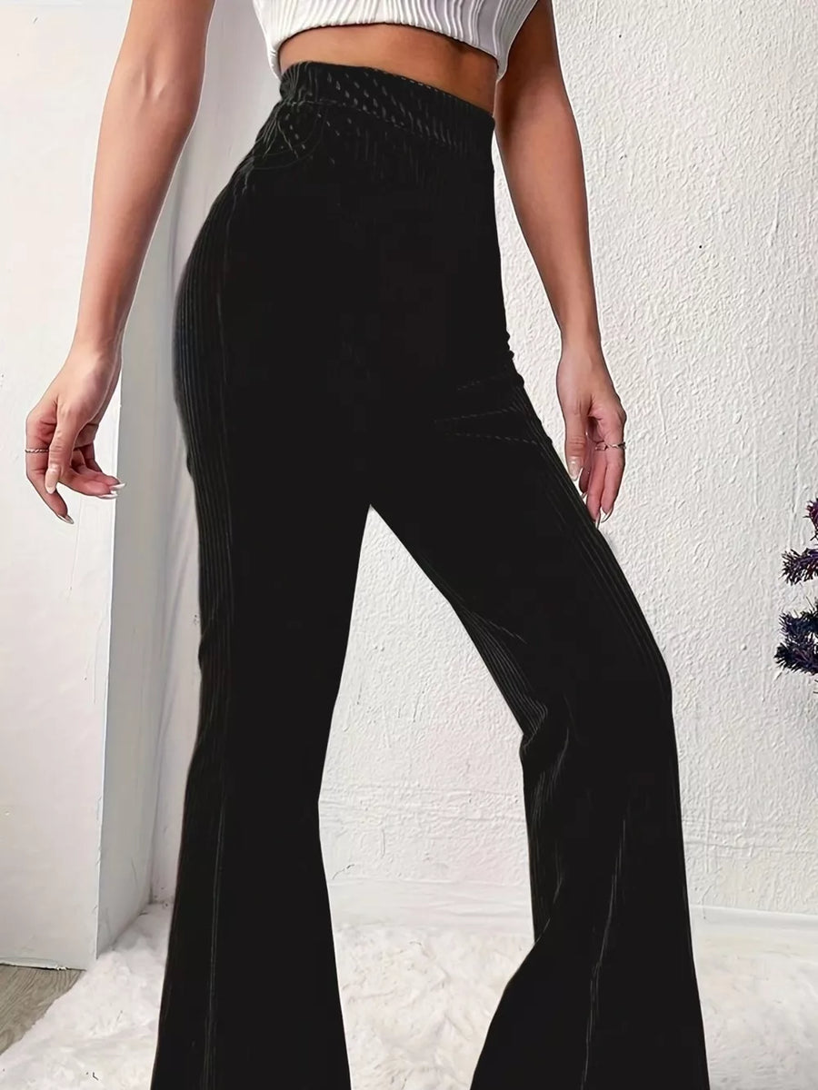 camel flare pants with full-length and elastic