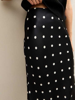 midi skirt featuring polka dot in White with 100% polyester Care instructions: Machine wash cold texture